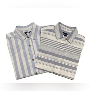 Place (2 ct) Kids Blue and White Striped Button Down Shirts (Size 10/12 L Boys)